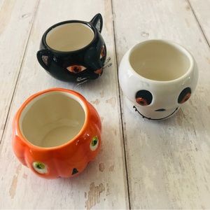 Vintage Hallmark Halloween Stacking Ceramic Tealight Candle Holders